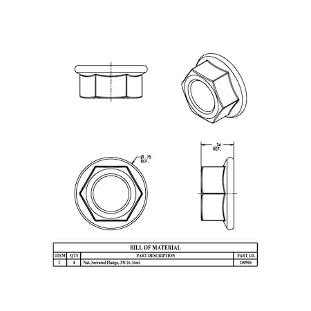 Saginaw Control & Engineering Bolt Pack, Subpanel 3/8-16, 4PK SCE-102298